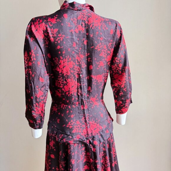Vintage A Dress Town 50s does 40s Midi Floral Dress S - Picture 10 of 12